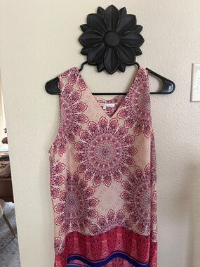 Violet & Claire Pink and Cream Sleeveless Tunic with Mandala Print